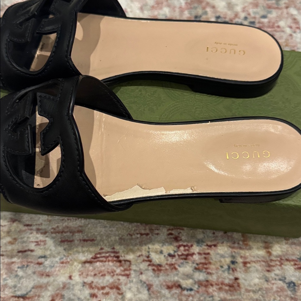 Gucci Black Logo Cutout slide - Picture 3 of 6